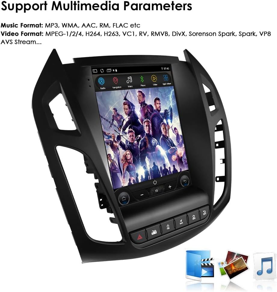 Android 14 9.7Zoll-Autoradio Vertikaler Bildschirm für Frod Transit Connect/Tourneo Connect 2013-201