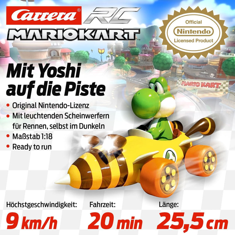 Carrera RC Nintendo Mario Kart Bumble V mit Yoshi I Ferngesteuertes Auto ab 6 Jahren für drinnen & d