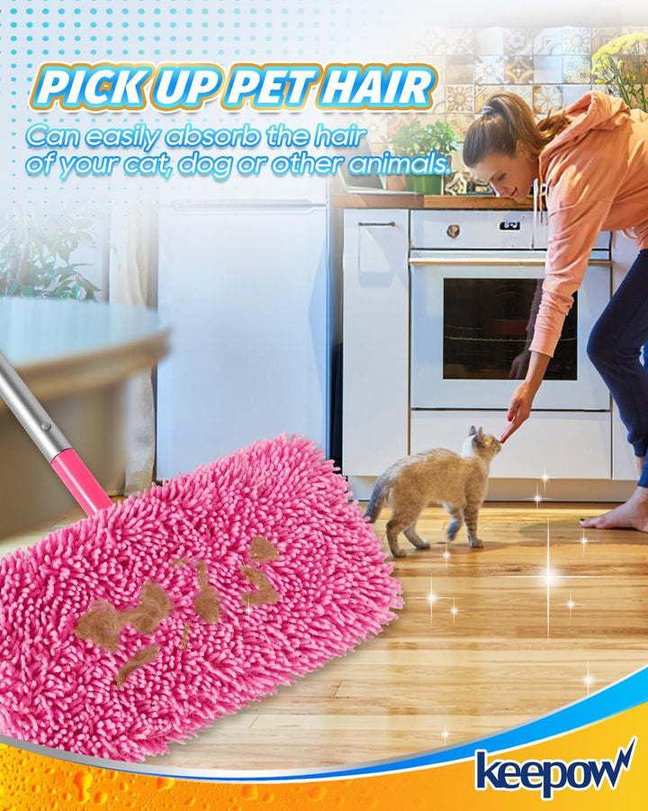KEEPOW 6 Wiederverwendbare Mikrofaser für Swiffer Bodenwischer Pink, Waschbar & Fusselfrei für Swiff