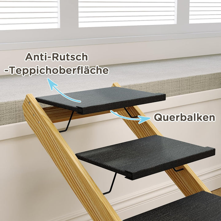 PawHut 2 in 1 Hundetreppe 4-stufige 62,5 cm Höhenverstellbar Hunderampe mit Rutschfester Oberfläche