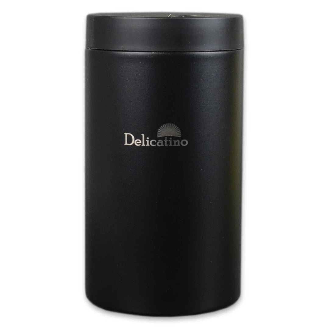 Delicatino - Yerbera Vorratsdose für Mate-Tee | Mit Praktischem Ausgiesser | Edelstahl in Schwarz.