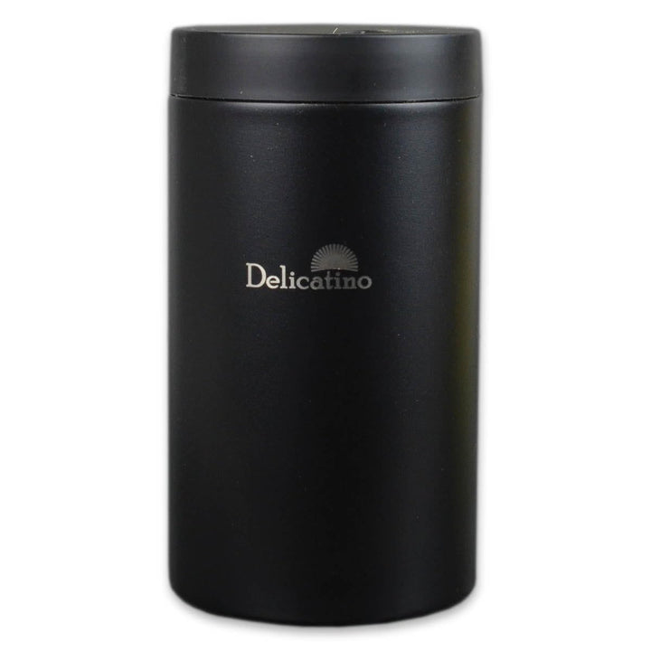 Delicatino - Yerbera Vorratsdose für Mate-Tee | Mit Praktischem Ausgiesser | Edelstahl in Schwarz.
