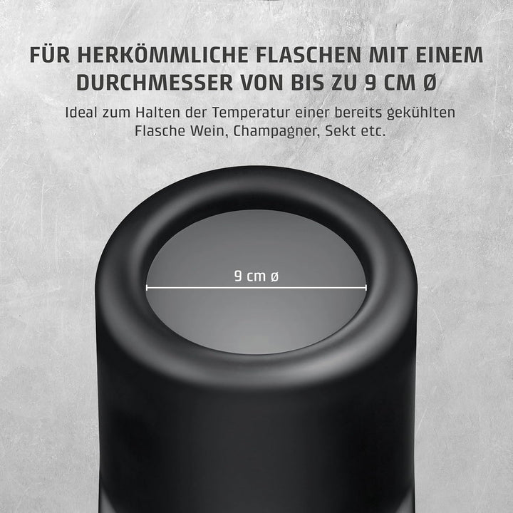 CASO VinoCase Black - Weinkühler für eine Flasche Wein, Champagner, Sekt, etc. / Temperatur 5-18°C/f