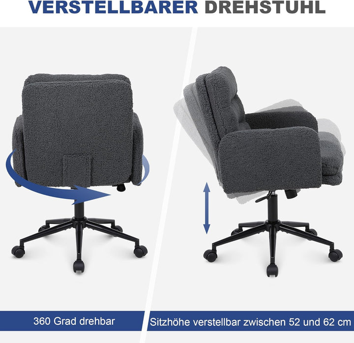 Youhauchair Schreibtischstuhl, Schminktisch Stuhl aus Kunstpelz, Bequemer Drehstuhl Schreibtisch Stu
