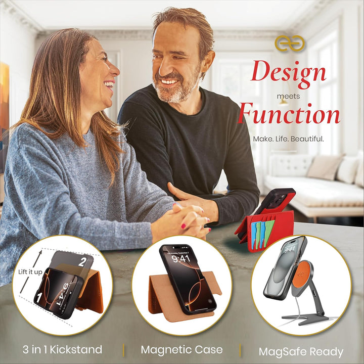 Dreem Fibonacci kompatibel mit iPhone 15 Pro Max Brieftaschen-Etui / 2-in-1 stossfestes Etui und abn