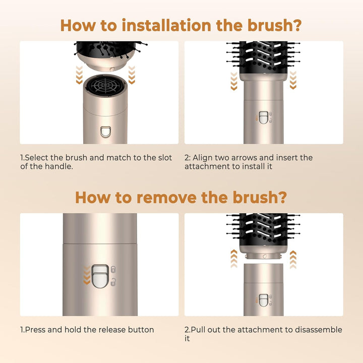 UKLISS Hairstyler 6 in 1 Air Styler Set- für Locken, Volumen, Glätten und Trocknen- 1000W Föhnbürste