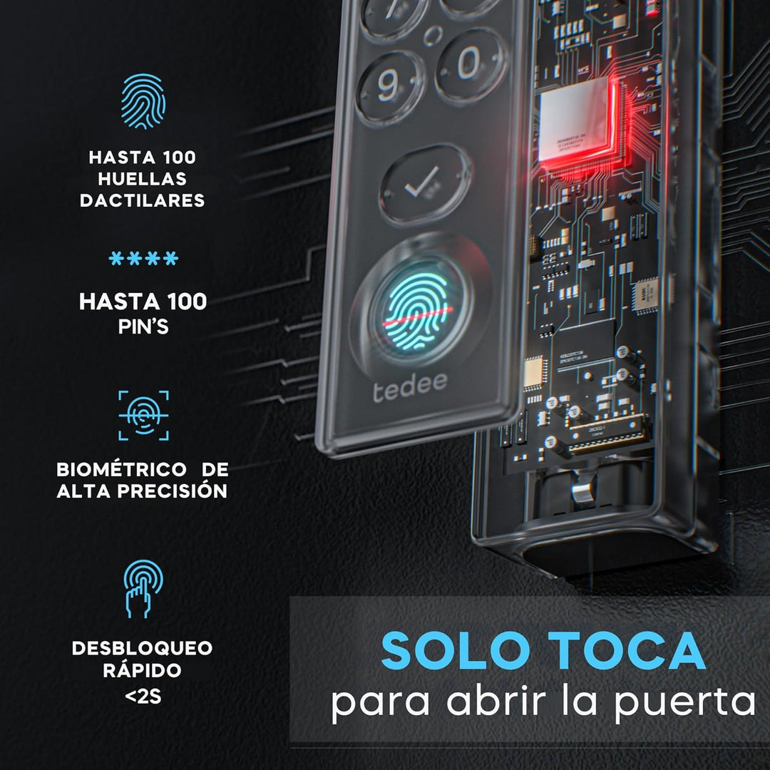 tedee Lock GO 2 Aluminium Set |smartes Türschloss Schwarz | biometrisches Tastenfeld Schwarz | Smart