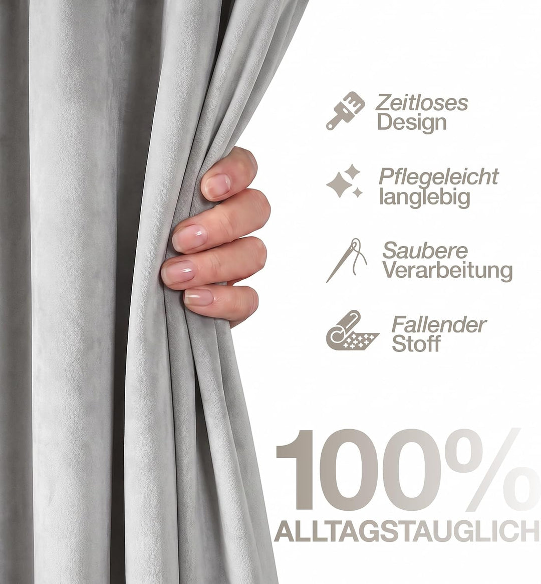 Happy Home Blickdichter Vorhang mit Ösen 140x235 cm – Verdunkelungsvorhang aus Polyester für Wohnzim