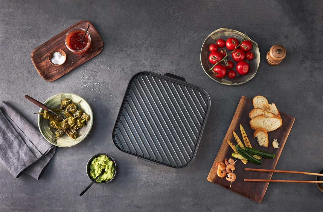 Kisag GrillplatteQUADRO 25×25cm, Antihaft‑Aluminium Grill Platte mit ILAG® 2‑lagiger Beschichtung, f