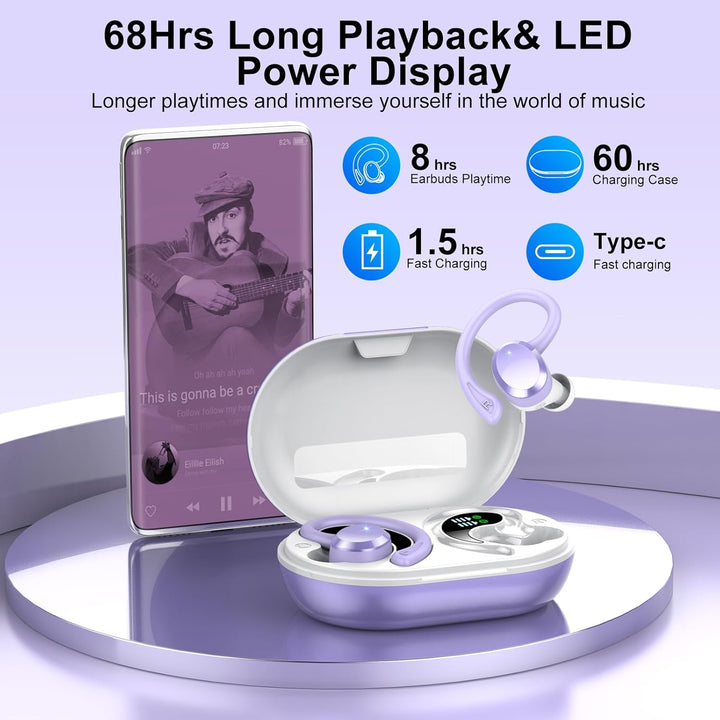 Bluetooth Kopfhörer, Kopfhörer Kabellos Bluetooth 5.4 Sport, 68 std Spielzeit In Ear Kopfhörer mit 4