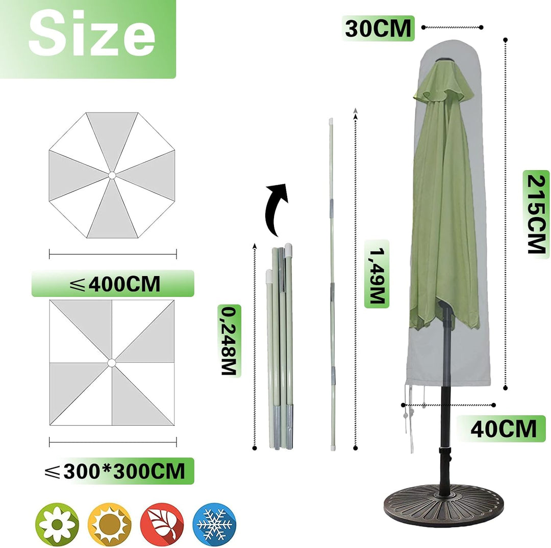 HENTEX Sonnenschirm Schutzhülle für Sonnenschirme bis Ø 350cm, 215x30/40W cm, mit faltbaren geliefer
