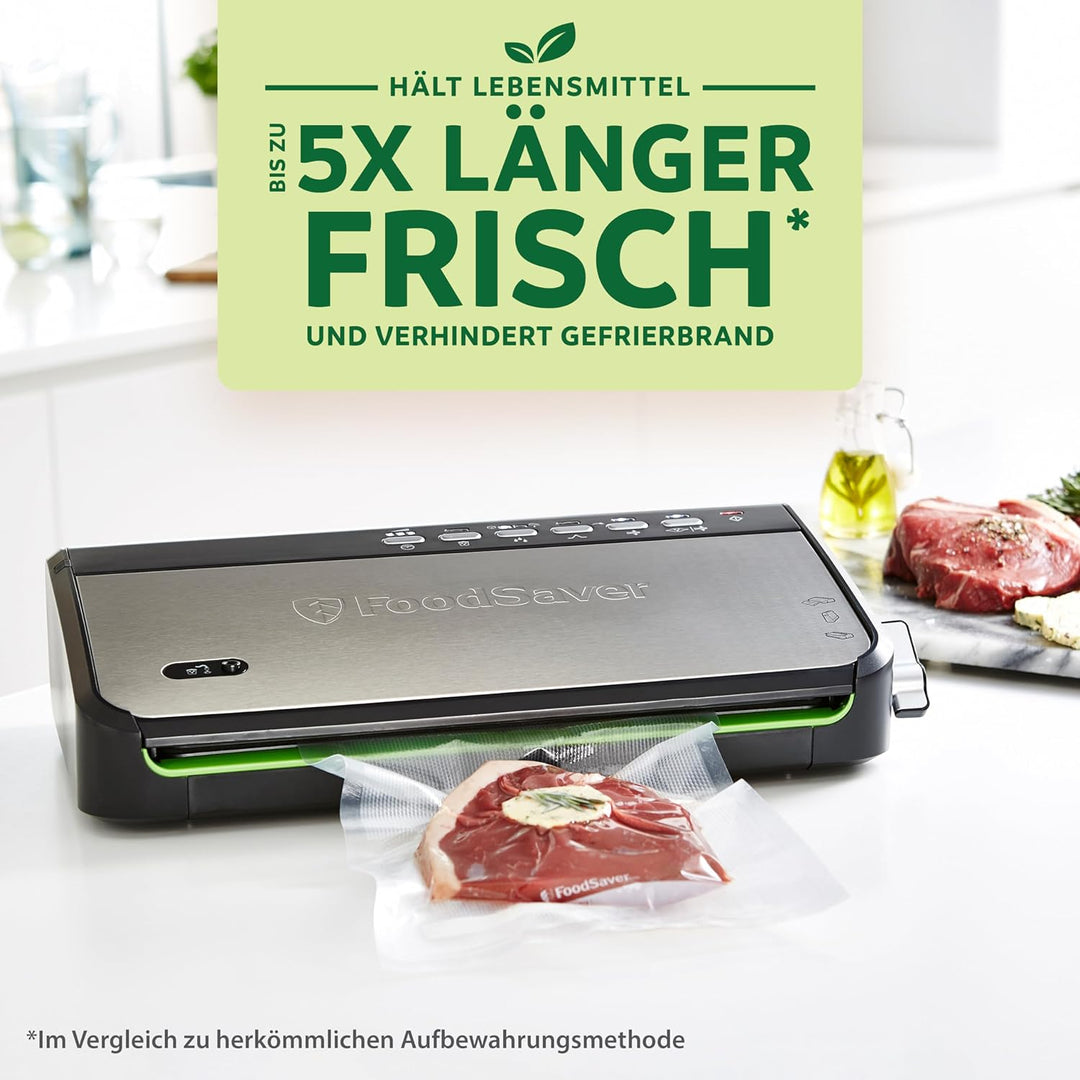 Foodsaver Vakuumiergerät für Lebensmittel mit integrierter Rollenaufbewahrung | Vakuumierer mit Schn