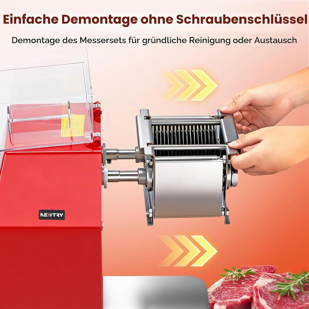 NEWTRY 850W Kommerzielle Fleischschneidemaschine zum Schneiden, Zerteilen und Würfeln von knochenlos