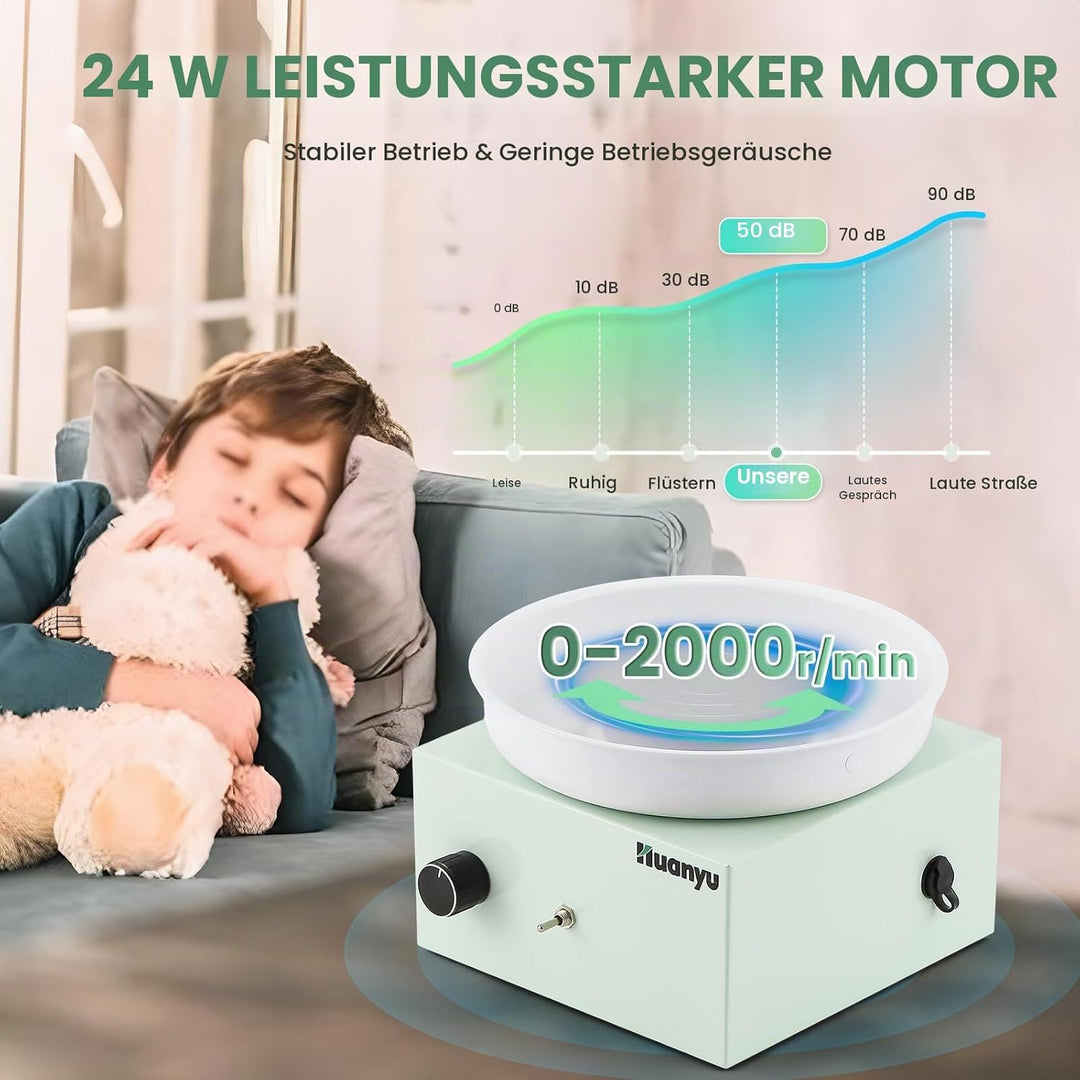 Huanyu Töpferscheibe 10cm Mini Elektrische Töpferscheibe Kleine Töpferscheibe für Anfänger 0-2000RPM