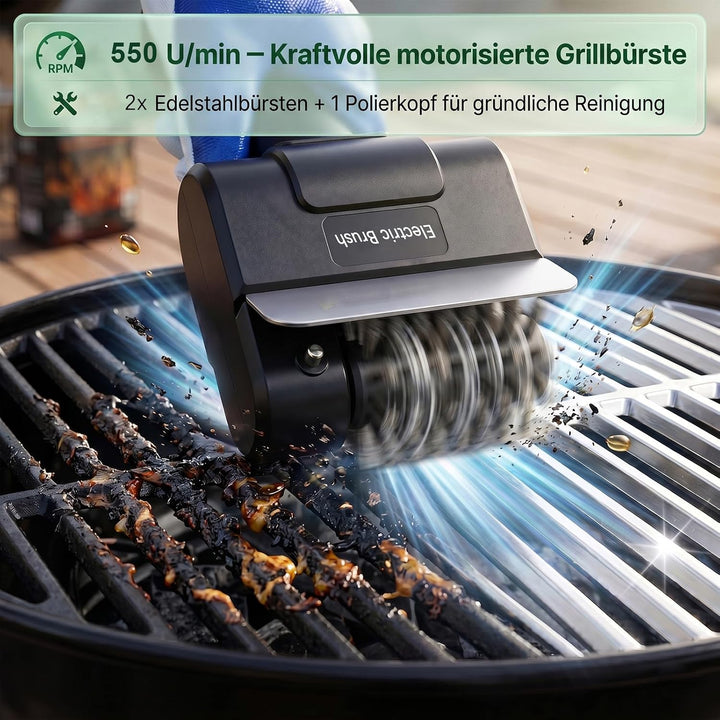 Elektrisches Grillbürstenkabelloser Reiniger mit 2000mAh Akku, 550U/min Motor & Doppelsicherheitssch