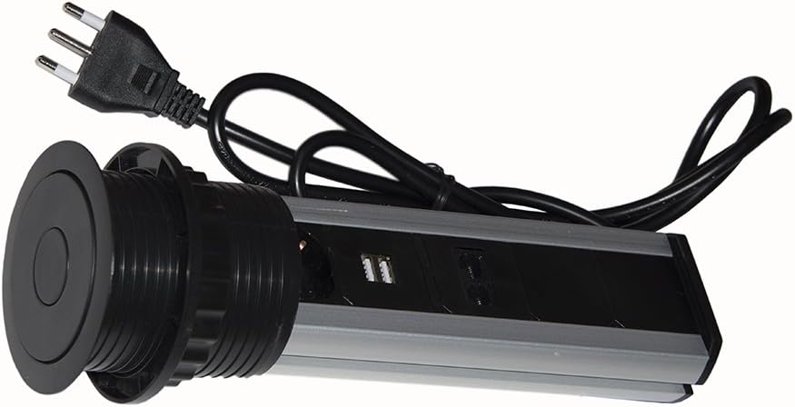 LINK lkmpt02 versenkbare Tischsteckdose mit 2 Steckdosen 16 A Weiblich ITA/Schuko, 1 RJ45, 1 RJ11, 2
