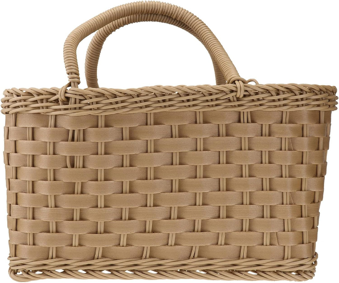 YARNOW Einkaufskorb Tragbar Kunststoff Gewebter Korb Geflochtene Damen Shopper Einkaufstasche Strand