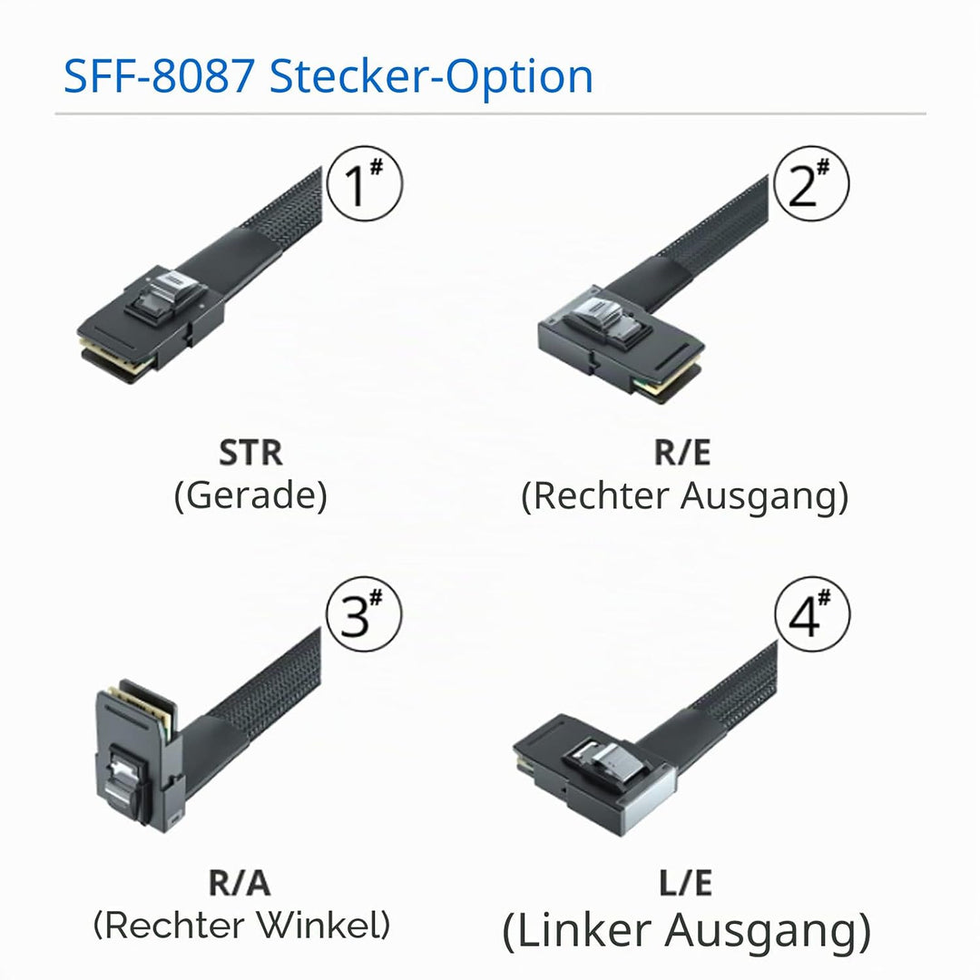 10Gtek [2 Stück] SFF-8087 zu SFF-8087 0.5-Meter Internes Mini SAS Kabel, Mini SAS 36Pin SFF-8087 to