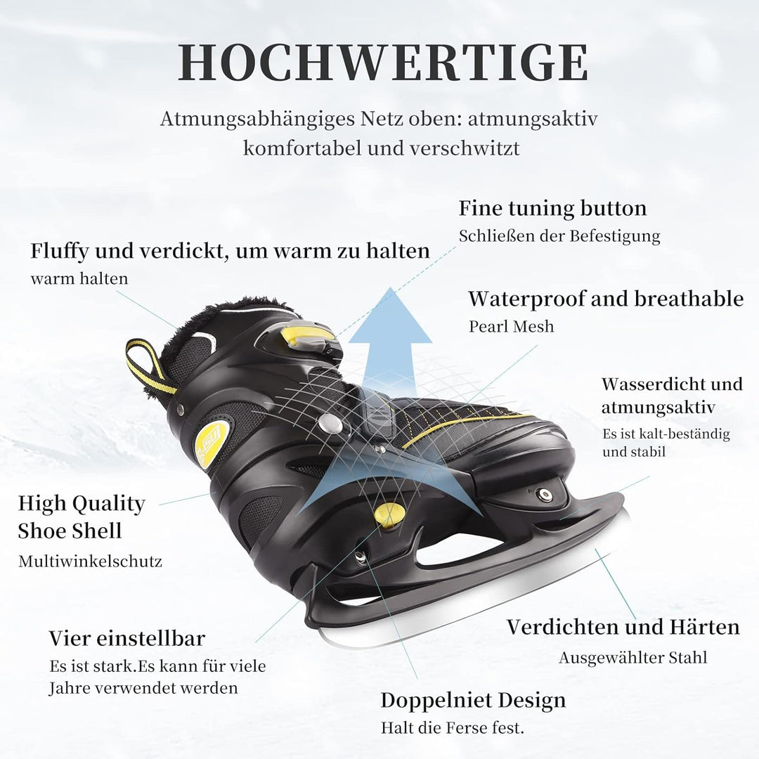 Verstellbare Schlittschuhe, Eislauf Schuhe für Damen,Herren und Kinder mit Edelstahl Eislaufschuhe,S