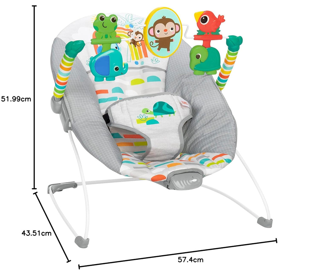 Bright Starts - Playful Paradise, Bequeme Babywippe mit beruhigender Vibration und Spielzeug, Unisex
