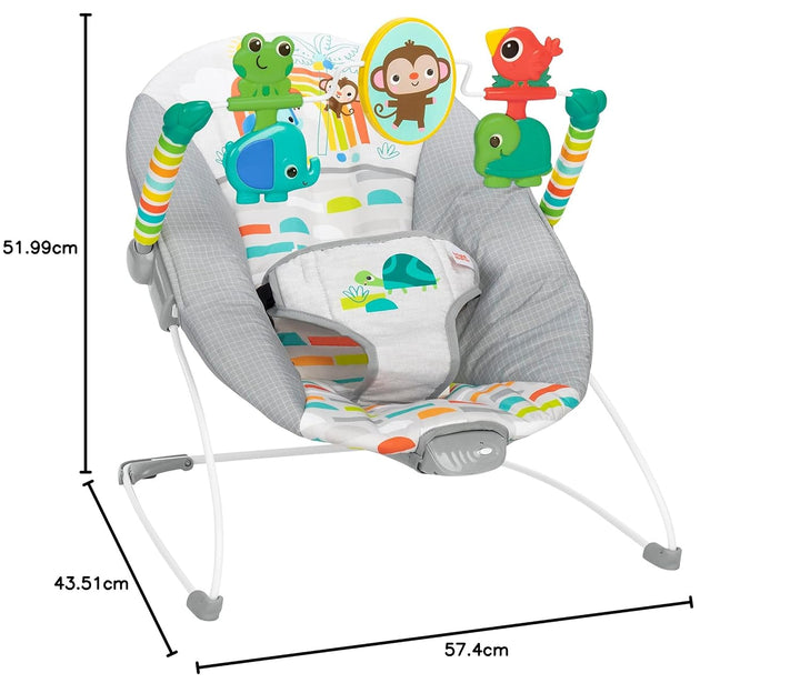 Bright Starts - Playful Paradise, Bequeme Babywippe mit beruhigender Vibration und Spielzeug, Unisex