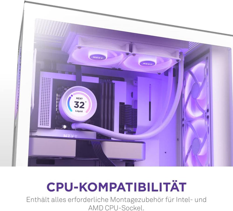 NZXT Kraken Elite 240 RGB - RL-KR24E-W1-240mm AIO CPU Wasserkühlung - 2,36" LCD Display 640x640-2x12