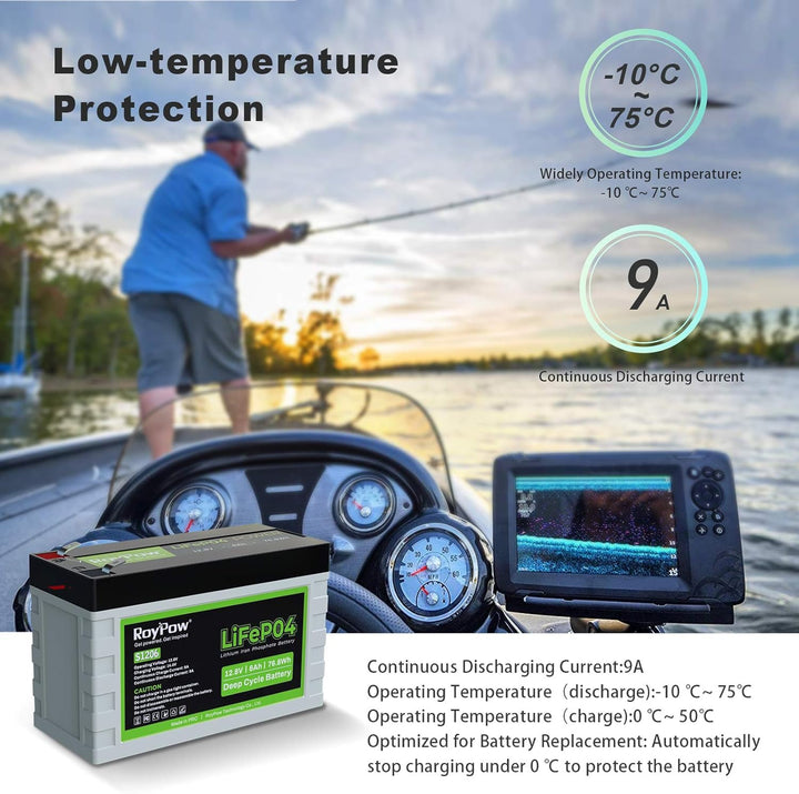 RoyPow LiFePO4 Deep Cycle Batterie 6Ah 12V Wiederaufladbare Lithium Eisenphosphat Batterie 12V 6A, 1