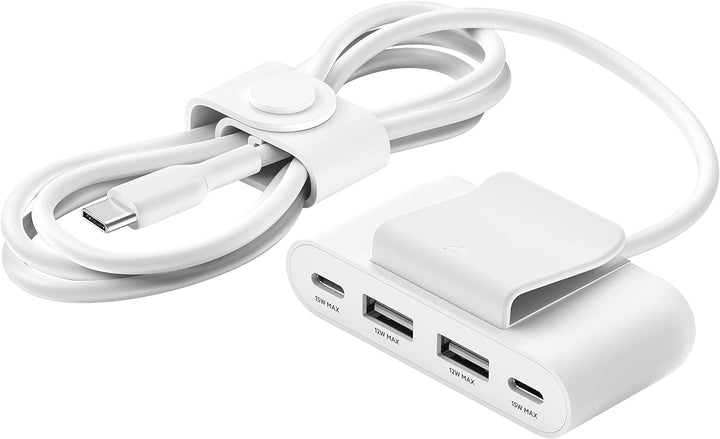 Belkin 4-Port USB-Splitter mit 2-m-Kabel, 2 USB-C- und 2 USB-A-Ports, USB-Adapter mit 30 W Leistung,