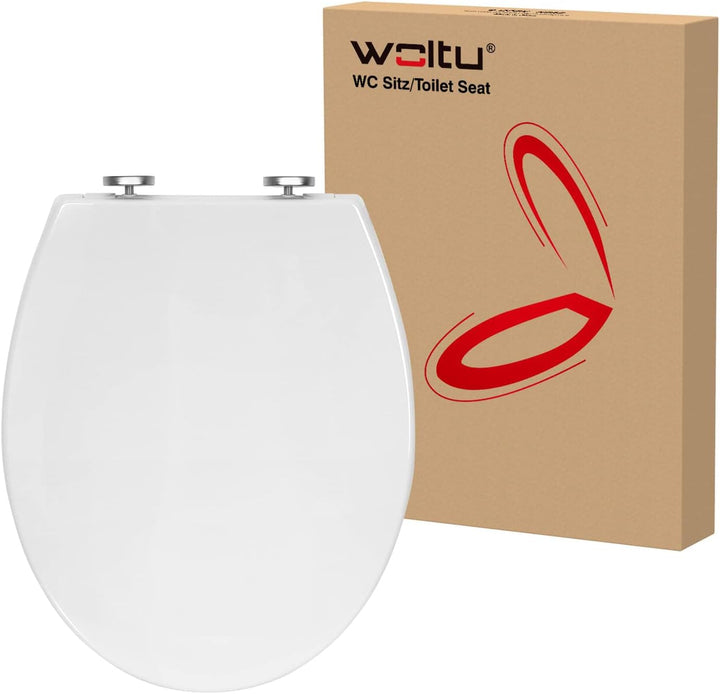 WOLTU Toilettendeckel, WC Sitz Toilettensitz mit Absenkautomatik, Toilettensitz aus Kunststoff, Fast