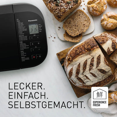 Panasonic SD-R2530K Automatischer Brotbackautomat, glutenfreie Programme & Nussspender, horizontales