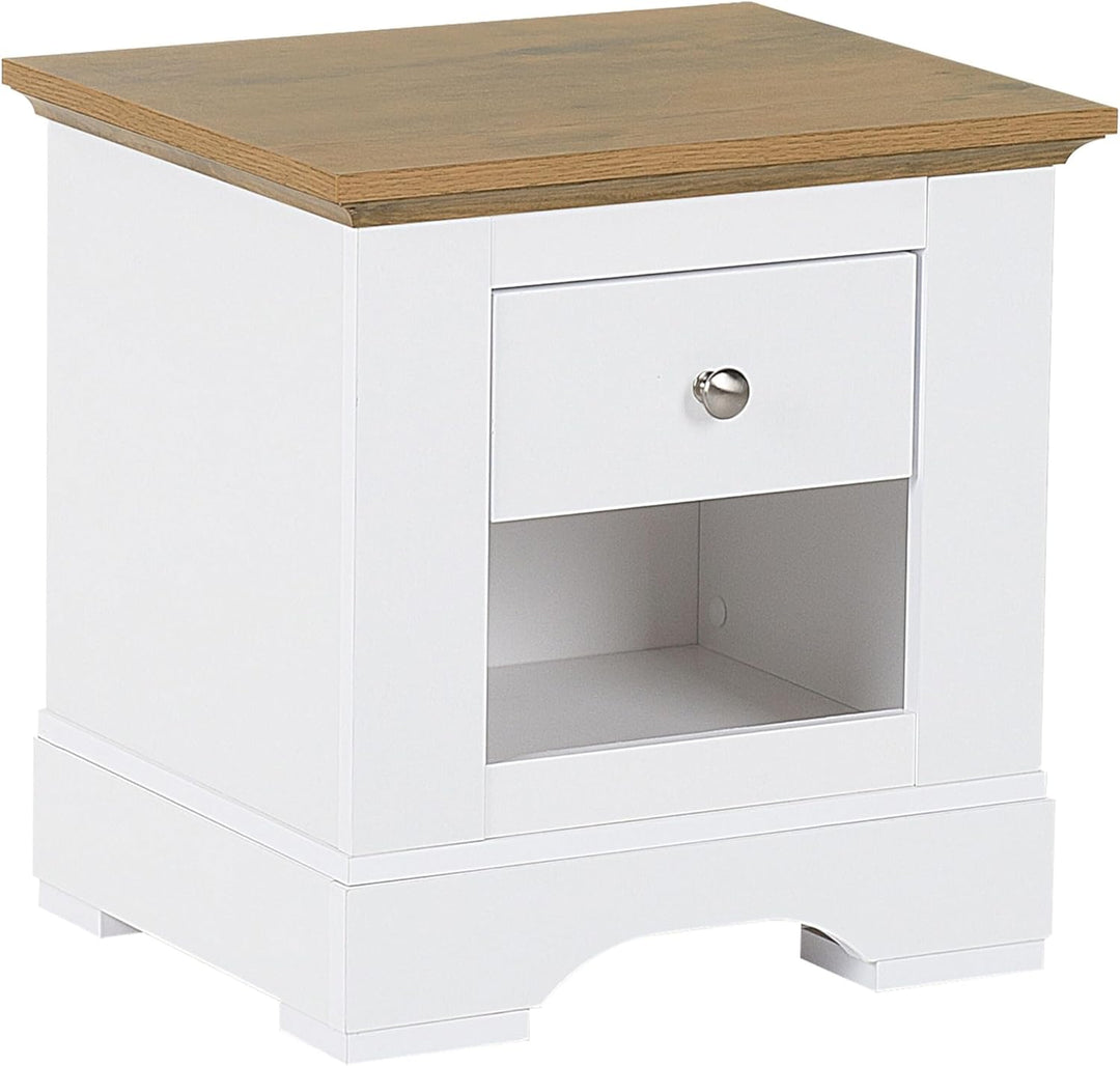 Nachttisch mit Schublade rustikal weiss / hellbraun Winglay