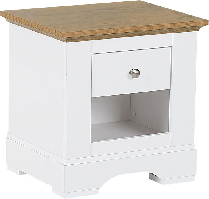 Nachttisch mit Schublade rustikal weiss / hellbraun Winglay