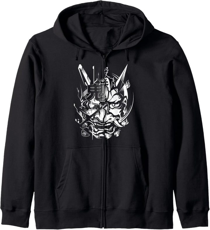 Japanische Oni Cyberpunk Samurai - Fun Techwear Vintage Retro Kapuzenjacke