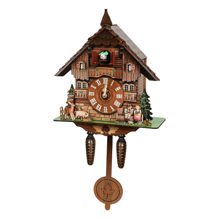Kuckucksuhr Wanduhr, Moderne Kuckucksuhr Holz Design, Stundenschlag 7-21 Uhr, Regelbar Lautstärke, 2