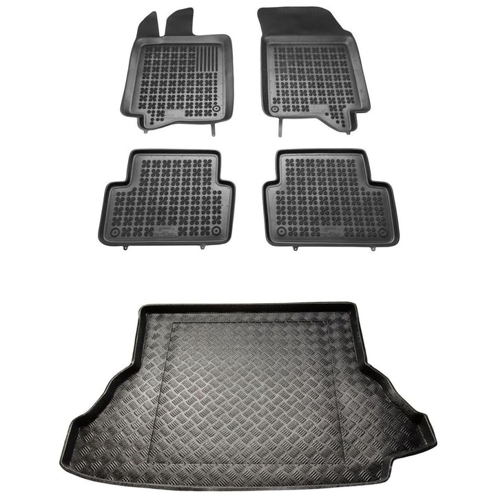 M MOTOS Satz Gummifussmatten und PE Kofferraumwanne für Renault Laguna II 2001-2007 Verbessern Sie I