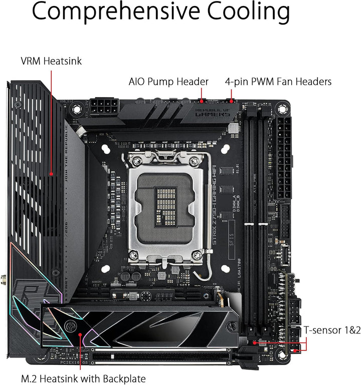 ASUS ROG Strix Z790-I Gaming WIFI Mainboard Sockel Intel LGA1700 (mini-ITX, DDR5 Speicher, 2x M.2, P