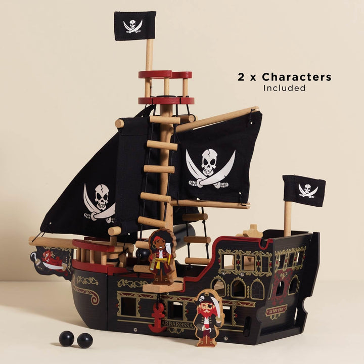 Le Toy Van – Pädagogisches Pirates Collection Piratenschiff „Barbarossa“ aus Holz, mit Kanone, Kanon