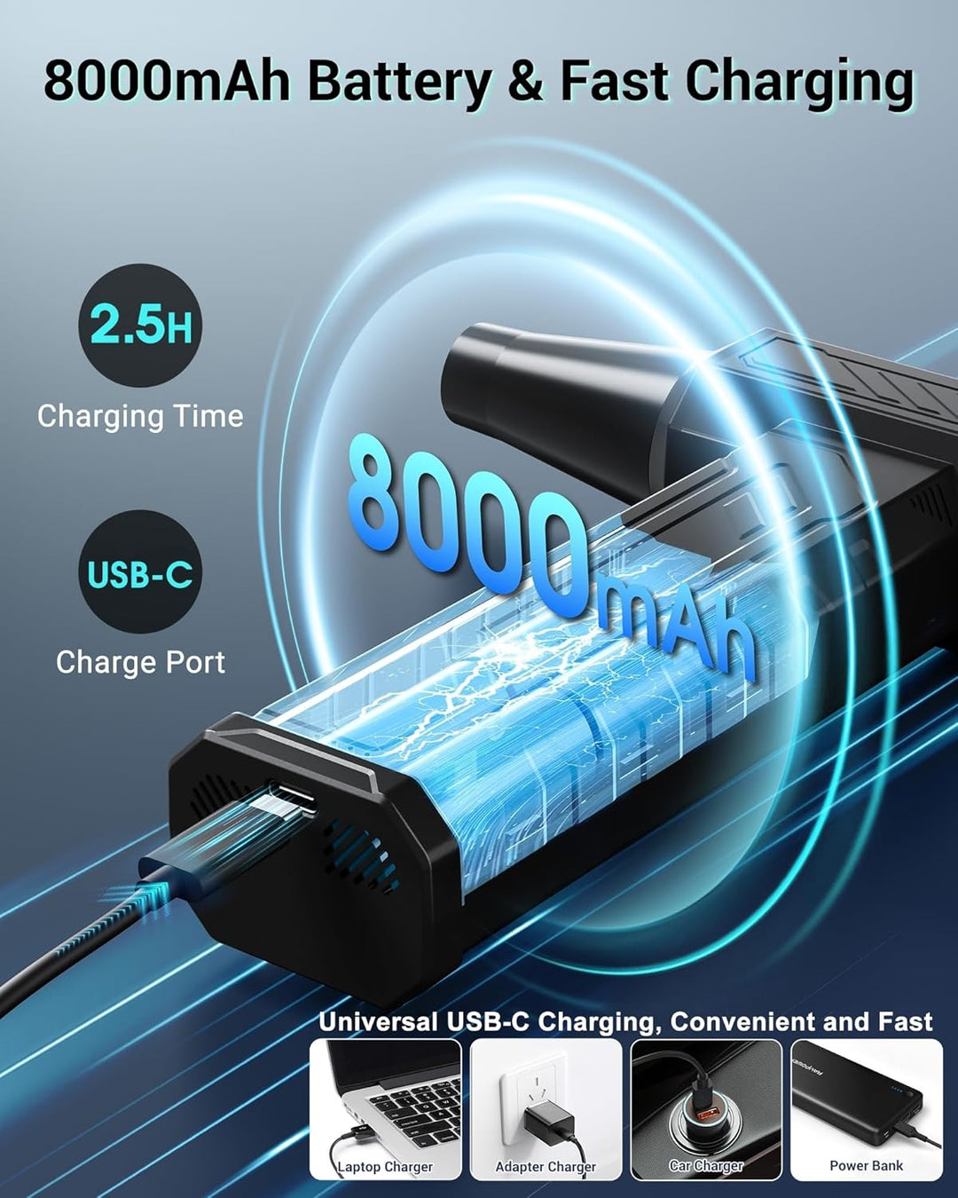 WHATOOK Elektrische Staubgebläse Druckluftspray: A1 Max 250000 RPM Air Duster mit 8000mAh Akku - 4 G
