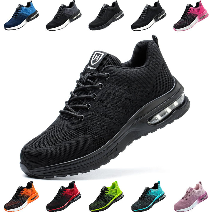 Sicherheitsschuhe Damen Herren Stahlkappenschuhe Arbeitsschuhe Sportlich Atmungsaktiv, 36 EU Schwarz