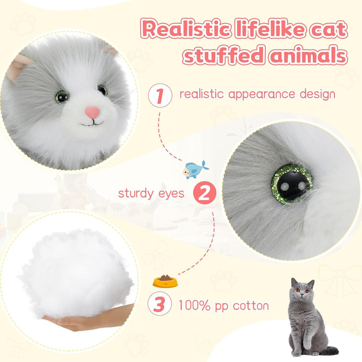 MorisMos süss 2 stücke Katze Kuscheltier Set, weich Kawaii 45cm Plüschkatze,deko Puppe Katze stoffti