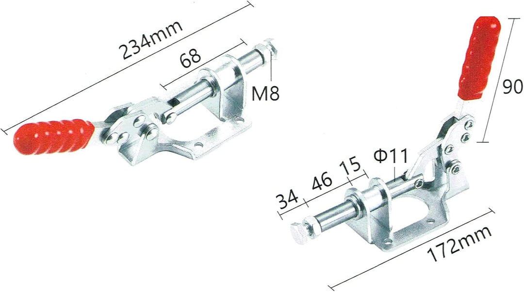 INGDAUM® 4 Stück GH-302FM Schubstangenspanner, Einstellbar, Kniehebelspanner, Schnellspanner Knebelk