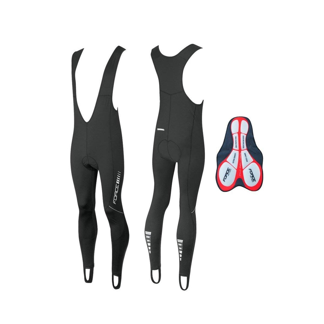 Force Z68 Lange warme Radhose mit und ohne Polster (schwarz mit Polster, XL)