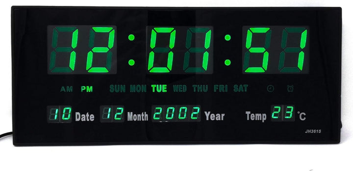 Starlet24 LED Wanduhr mit Timer Wecker Schlummer Kalender Temperatur grosse LED-Anzeige 36x15cm (JH3