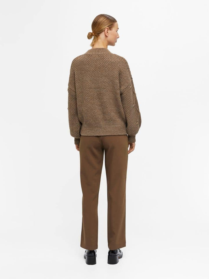 Object Damen Objkamma Cable Knit Pullover Noos Strickpullover M Fossil, M Fossil