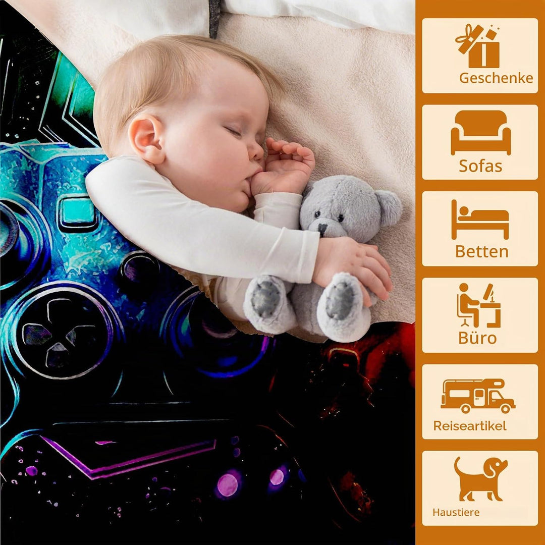 Gamepad Decke,3D Gamepad Muster Flanelldecke,Flauschig Weich Und Warme Zimmer Decor Decken,Für Teens