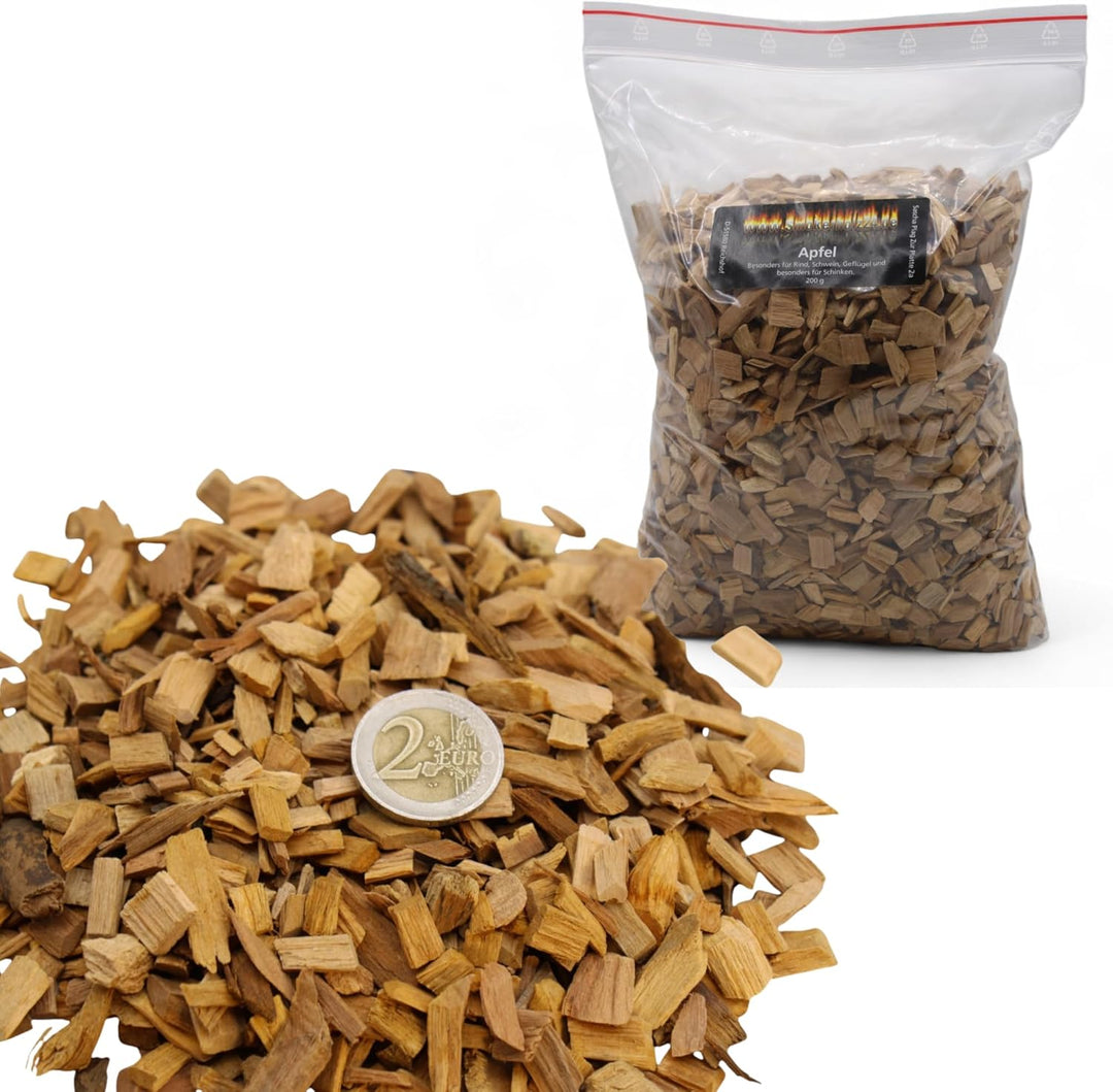 Räucherchips Starterset – Buche, Apfel, Hickory, Kirsche & Pflaume 5×200 g – | BBQ Smoker Holzchips