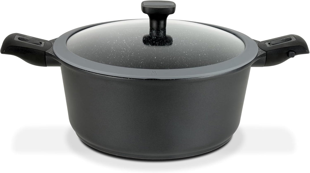 GSW 167864 Easy Click Kochtopf mit Glasdeckel und abnehmbaren Griffen, Aluminium, schwarz - ⌀28 cm 2