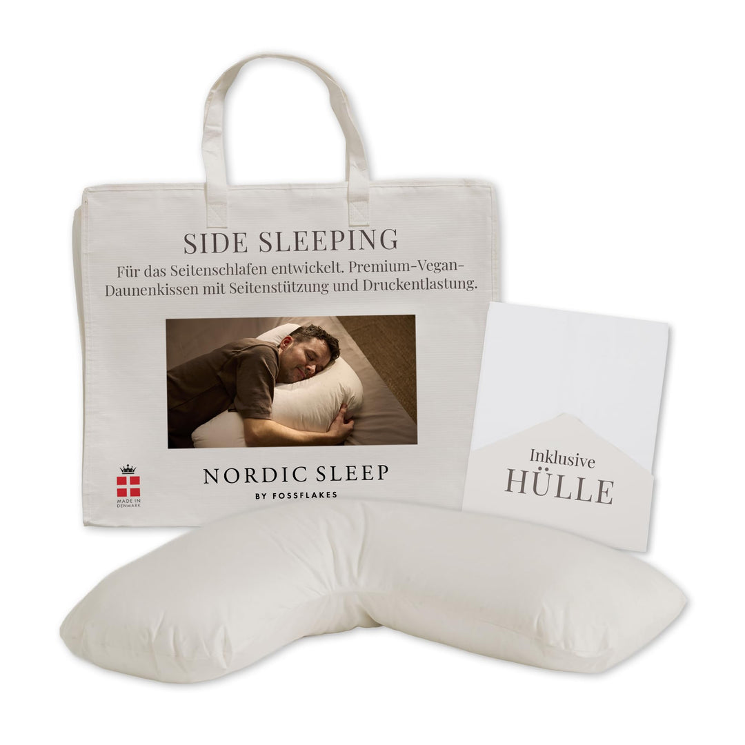 FOSSFLAKES Nordic Sleep by Seitenschläfer Kissen - Seitenschläferkissen für Komfort und Zusätzliche