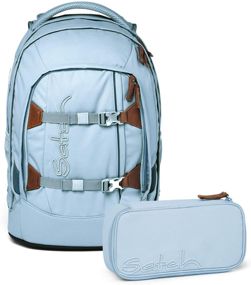 satch Pack Schulrucksack Set 2tlg. mit Schlamperbox Nordic Ice Blue, Nordic Ice Blue