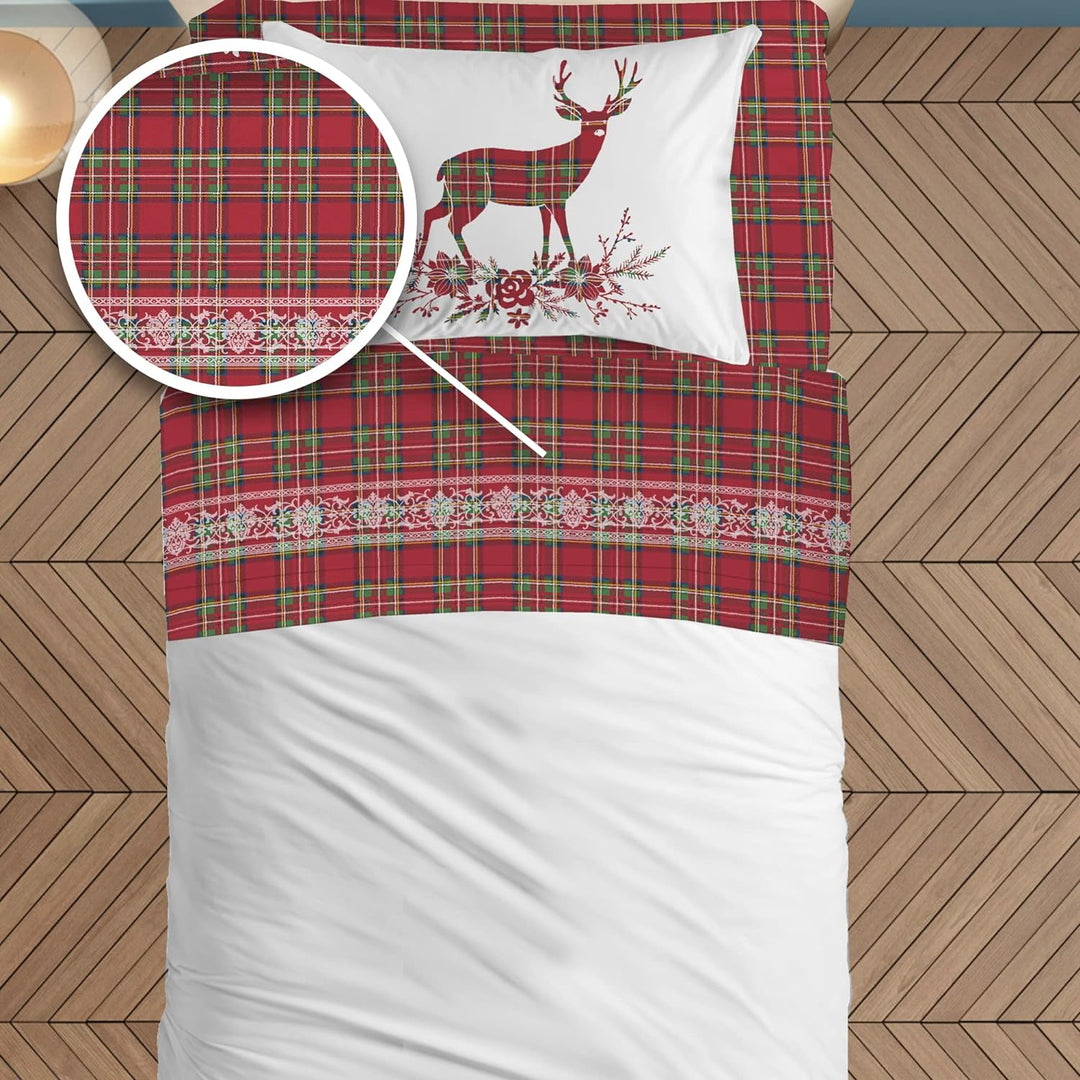 PENSIERI DELICATI Bettwäsche Set Einzelbett 100% Baumwolle, Einzelbett 90x200 Inklusive Bodenblech,